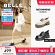 百麗（Belle）英倫風(fēng)牛津鞋女2025秋新商場(chǎng)同款牛皮厚底增高單鞋E1X1DCM5 黑色 37 (235mm)