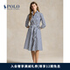 Polo Ralph Lauren 拉夫勞倫女裝 經(jīng)典款配腰帶條紋棉質(zhì)襯衫式連衣裙RL23961 410-海軍藍 XS (2)