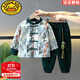 G.DUCKKIDS小黃鴨兒童漢服男童新中式中國風(fēng)古裝春秋寶寶復古童裝演出服唐裝 千字文【AHT春秋款】 90 碼建議身高80-90cm