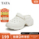 他她（TATA）休閑厚底洞洞鞋女款松糕外穿舒適拖鞋夏新款DWGM1BH4 白色 37