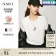 AMII開學(xué)季換新裝2025夏季新款休閑百搭圓領(lǐng)短袖白色T恤女冰瓷棉小熊 米白 M (160)