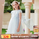 英氏（YEEHOO）女童連衣裙兒童裙子中大童裝公主裙網(wǎng)紗宴會晚禮服夏 藍(lán)色 120