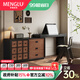 夢(mèng)鹿K1翻蓋鏡子梳妝臺斗柜一體主臥室復古風(fēng)伸縮轉角床尾柜收納化妝桌 1.2m梳妝臺+1.2m斗柜