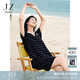 玖姿·安娜蔻復(fù)古學(xué)院風(fēng)減齡海軍領(lǐng)條紋針織連衣裙女2025夏季新款 條丈青 M