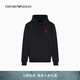 EMPORIO ARMANI/阿瑪尼官方旗艦新款男女情侶連帽套頭刺繡休閑重磅衛衣秋季 【寬松版】黑色-UC001 S (推薦：120-135斤)