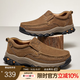 駱駝（CAMEL）男鞋新款韌磨砂牛皮止滑耐磨樂福套腳經(jīng)典休閑皮鞋男 G13A307157咖啡 40