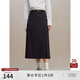 自巧（ZIQIAO）小個(gè)子黑色高腰工裝半身裙女2023秋冬新款顯瘦開叉中長裙子 炭灰色 S （3碼）