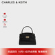 CHARLES&KEITH鱷魚(yú)紋凱莉包手提斜挎婚包包女包生日禮物CK2-50270880-1 Black黑色 S