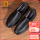 老人頭(LAORENTOU)商務(wù)休閑皮鞋男士透氣軟底牛皮豆豆鞋辦公室舒適婚禮鞋子爸爸套腳鞋 LA13505 黑色 39 