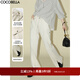 COCOBELLA工裝風(fēng)大口袋休閑褲女寬松直筒垂順開(kāi)叉長(cháng)褲PA7012 米色 L