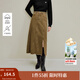 茵曼2025秋冬女裝新款復古毛邊開(kāi)叉水洗牛仔半身裙高腰顯瘦A字裙 深咖色 M
