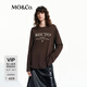MO&Co.長袖T恤RECTO設(shè)計(jì)師聯(lián)名印花舒適棉麻中性風(fēng)寬松摩安珂 深咖啡色 M 165