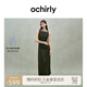 OCHIRLY 亞麻收褶小黑裙無(wú)袖連衣裙禮服女2025年夏季新款 軍綠 M