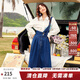 兩三事復古牛仔背帶裙女2025春季新款冬季新款牛仔裙半身裙裙子一人相伴 牛仔藍（小個(gè)子） M