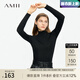 AMII中秋好禮2025秋季新款極簡(jiǎn)順色修身坑條肌理高領(lǐng)百搭套頭長(cháng)袖 黑色 175/96A/XXL