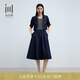 水云間·SHUI YUN JIAN女裝 翻領(lǐng)設計牛仔上衣短外套條紋連衣裙套裝2025春季新款 牛仔藍 M