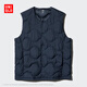 優(yōu)衣庫男裝女裝高級輕型羽絨便攜式背心弧形壓線(xiàn)馬甲472800 69 藏青色 L