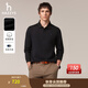 哈吉斯（HAZZYS）男裝 秋款紳士男上衣長袖polo衫翻領(lǐng)長袖T恤男ABTZE0BCF01 黑色BK XL （180/100A 50）