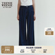 Teenie Weenie小熊女裝牛仔褲秋季復古休閑氣質(zhì)通勤寬松闊腿長(cháng)褲 深藍色 S