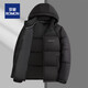 羅蒙冬季新款男士棉服外套可拆卸連帽保暖棉衣棉襖短款面包服外套 黑色 M