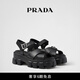 PRADA/普拉達(dá)【禮物】女士三角金屬徽標(biāo)飾厚底涼鞋 黑色 36