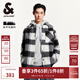 杰克·瓊斯（JACK&JONES）男裝衣服春秋毛呢外套男翻領(lǐng)羊毛短款格子大衣男士襯衫式厚外套 黑色E41 黑色E41 M 175
