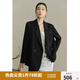 獨束大碼女裝黑標系列醋酸西裝外套女秋裝新款微胖mm氣質(zhì)設計感西服 曜石黑 L