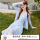 秋水伊人溫柔藍連衣裙夏季新款女裝慵懶優(yōu)雅吊帶連衣裙 淺藍 M