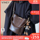 viney牛皮包包女包新款水桶包品牌斜挎包生日禮物送女友老婆 【咖啡色】實(shí)用高級感輕奢單肩包 時(shí)尚百搭休閑通勤手提包