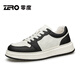 零度zero男鞋秋季新款時(shí)尚百搭厚底拼色板鞋真皮男士休閑鞋 黑白 39