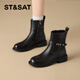 星期六厚底切爾西靴女2025秋冬季新款英倫風(fēng)復古瘦瘦靴皮帶扣單靴馬丁靴