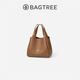 BAGTREE包包樹(shù)煙羅包頭層植鞣牛皮單肩通勤手提包斜挎水桶包菜籃子女包 烤棕色 贈頭層牛皮內膽包 高級小眾禮物女