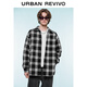 UR冬季新款男裝潮流撞色格紋超寬松夾克外套UUV150031 黑色格子 M