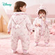 迪士尼（Disney）Baby嬰兒衣服寶寶夾棉保暖連帽卡通外穿連體衣爬行服 櫻花粉 66cm （建議3-6個(gè)月身高59-66cm)