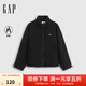 Gap女裝2025秋季新款刺繡logo搖粒絨寬松拉鏈立領(lǐng)外套保暖829622 黑色 S (160/84A) 亞洲尺碼