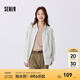 森馬（Semir）長袖襯衫女簡約圓領短背心肌理條紋寬松襯衣秋氣質兩件套通勤 白咖色調00415 M