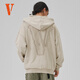 VLONE大logo系列貼布字母刺繡連帽開(kāi)衫拉鏈衛衣情侶款VLZH25001米色 M