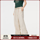 Mmlg 87mm 休閑褲女夏季新款韓系運動(dòng)褲顯瘦寬松直筒情侶長(cháng)褲子 卡其色 S