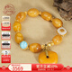 布達(dá)拉宮蜜蠟手串平安扣吊墜925銀六字真言轉(zhuǎn)運(yùn)珠手鏈琥珀串珠男女士禮物 六字真言蜜蠟手串