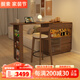 掘素實(shí)木吧臺柜可伸縮餐邊柜中古風(fēng)家用陽(yáng)臺休閑小戶(hù)型隔斷窄島臺一體 雙面-實(shí)木吧臺組合45CM+吧椅1-胡桃色