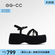 GG-CC【楊超越同款】夏日香頌夏季新款時(shí)尚水鉆黑色厚底涼鞋女G25S1024 黑色 鉆條涼鞋 37