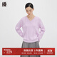 播V領(lǐng)針織衫女秋冬新款休閑寬松短款內搭坑條毛衣DDQ4SD5461 P30甜紫色 L