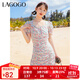 LAGOGO法式方領(lǐng)氣質(zhì)魚(yú)尾裙女拉谷谷春夏新款雪紡多巴胺碎花連衣裙 混色（Y0） M 160/38