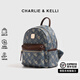 CHARLIE&KELLI CK品牌女士雙肩包時(shí)尚新品大容量通勤背包書(shū)包媽咪包外出旅行包 藍色【代寫(xiě)賀卡 品牌禮袋 】