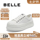 百麗時尚餅干底板鞋女25春新厚底增高帆布鞋B2550AM5 米白 37
