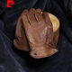 皮爾卡丹（pierre cardin）法國進(jìn)口品質(zhì)牛皮機車(chē)手套棕色真皮做舊馬術(shù)四季復古男士戶(hù)外露營(yíng) 棕色牛皮XL
