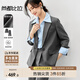尚都比拉條紋西裝套裝女秋季高智感穿搭職業(yè)裝西服褲子兩件套 深灰色 L 