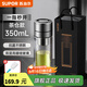蘇泊爾（SUPOR）一鍵開(kāi)蓋玻璃杯雙層防燙茶水分離男士泡茶車(chē)載水杯便攜商務(wù)禮盒裝 【禮盒裝】茶倉款350ml