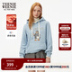 Teenie Weenie小熊秋冬裝學(xué)院風(fēng)藍色T恤索羅娜加絨連帽衛衣套頭衫 淺藍色 M (165)