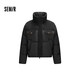 森馬（Semir）羽絨服女冬90絨子防潑水拼接牛仔oversize立領(lǐng)面包服103724113001